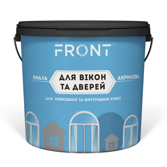 Емаль акрилова для вікон та дверей, FRONT, біла, 0,85кг.